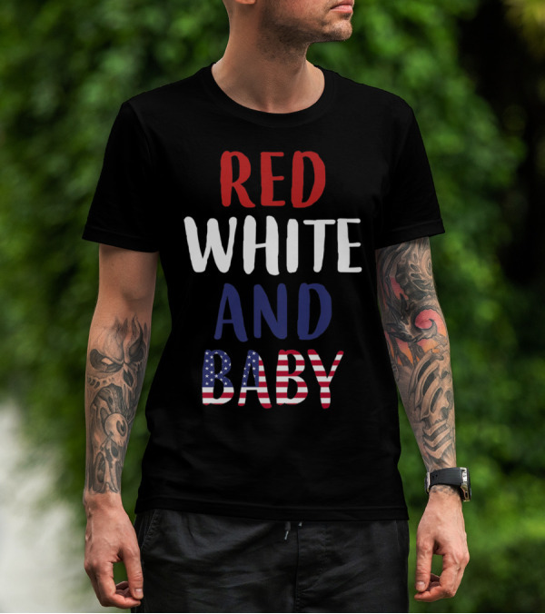 Red White And Baby American Flag Pregnancy Announcement T-Shirt