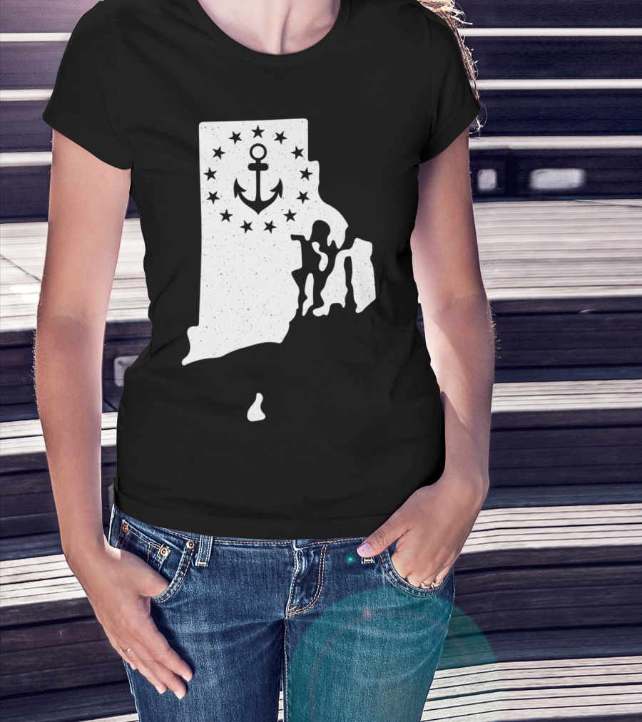 Rhode Island Anchor Independence With Stars T-Shirt