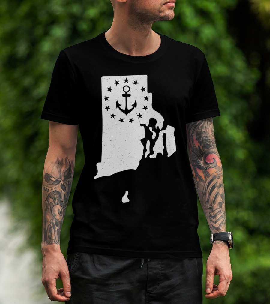 Rhode Island Anchor Independence With Stars T-Shirt