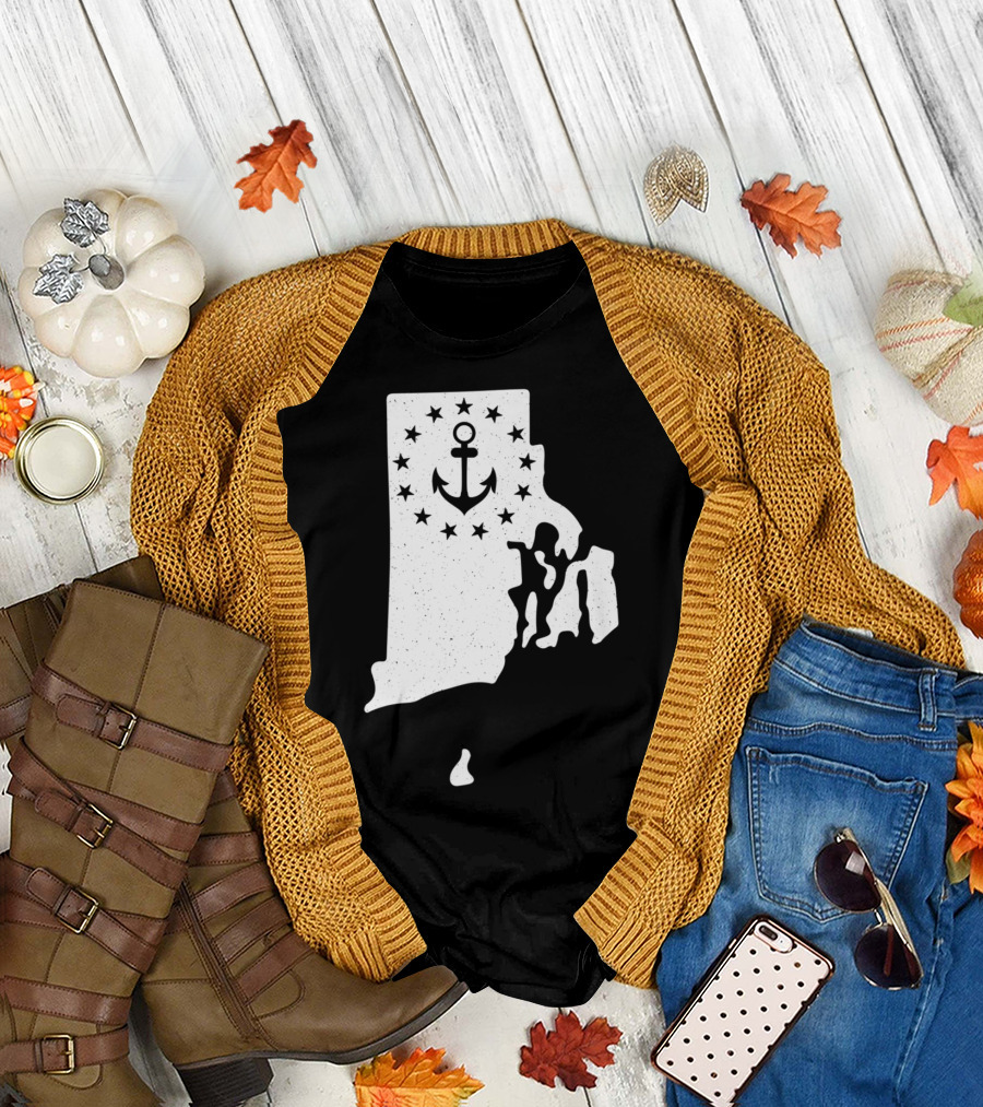 Rhode Island Anchor Independence with Stars T-Shirt