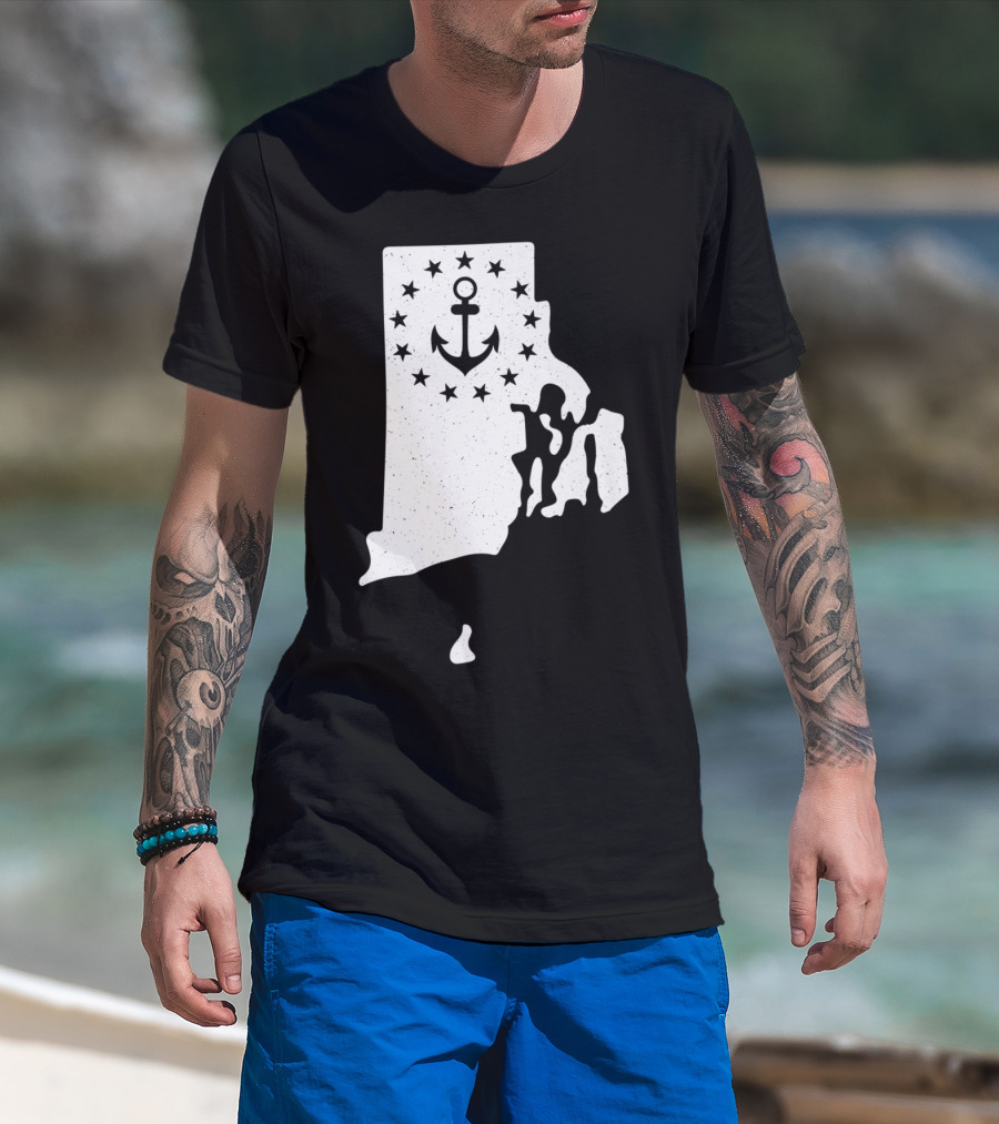 Rhode Island Anchor Independence With Stars T-Shirt