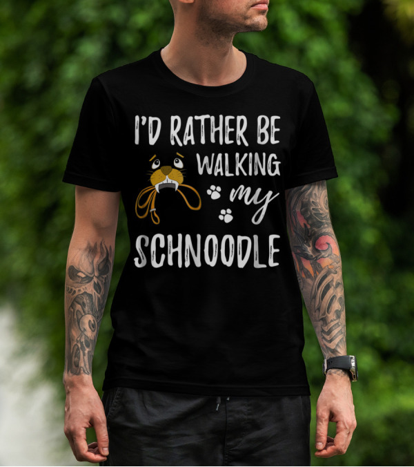 I'd Rather Be Walking My Schnoodle Dog Mom Paw Prints T-Shirt