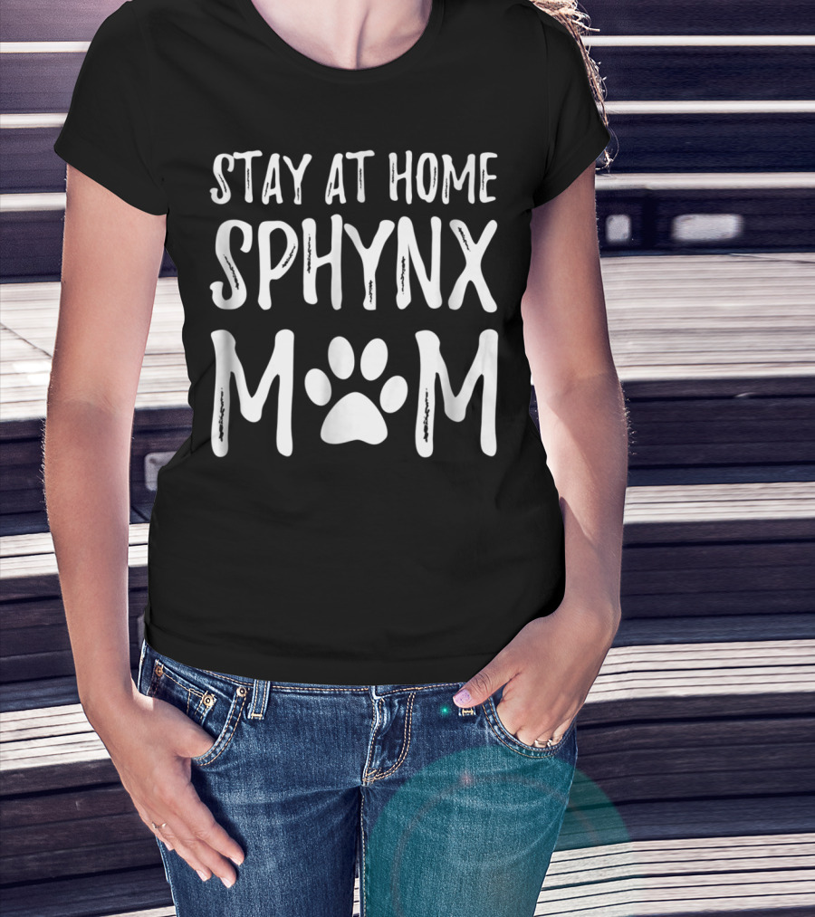 Stay At Home Sphynx Mom Paw Prints T-Shirt