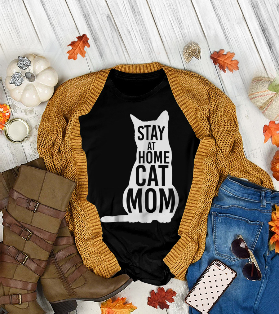 Stay at Home Cat Mom Silhouette for Cat Moms T-Shirt