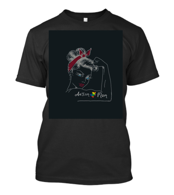 Autism Mom Strong With Ribbon Awareness T-Shirt