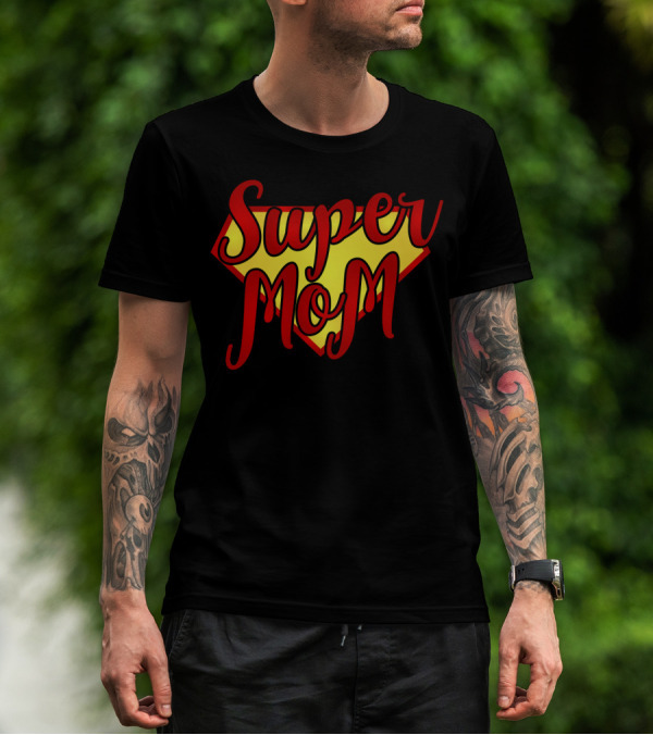 Super Mom Iconic Symbol Bold Red Yellow T-Shirt