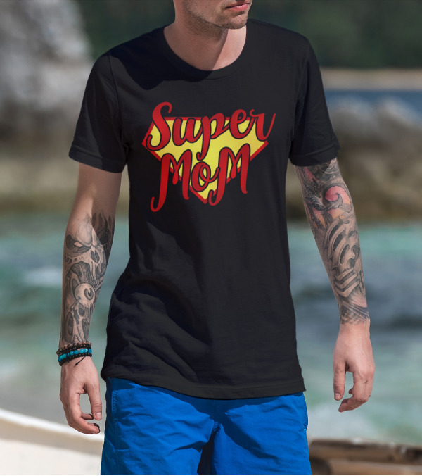 Super Mom Iconic Symbol Bold Red Yellow T-Shirt