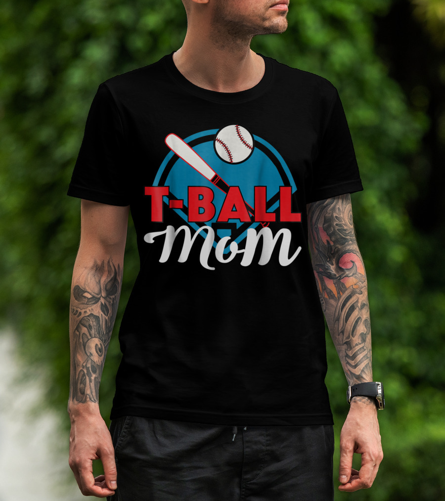 T-Ball Mom Baseball Bat And Home Plate T-Shirt