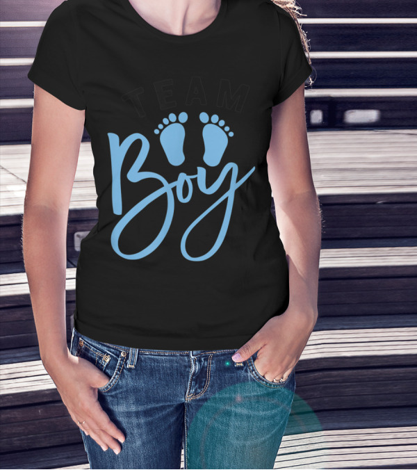 Team Boy Cute Dad Brother Gender Reveal Party Baby Feet T-Shirt