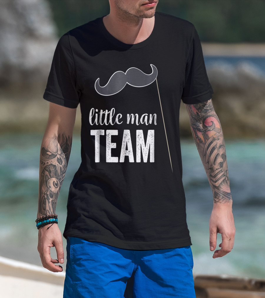 Little Man Team Mustache Gender Reveal Party T-Shirt