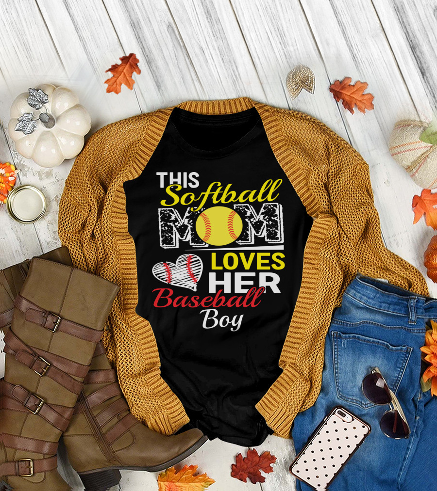 This Softball Mom Loves Her Baseball Boy T-Shirt