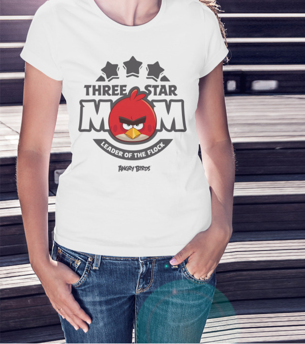 Three Star Mom Leader Of The Flock Angry Birds T-Shirt