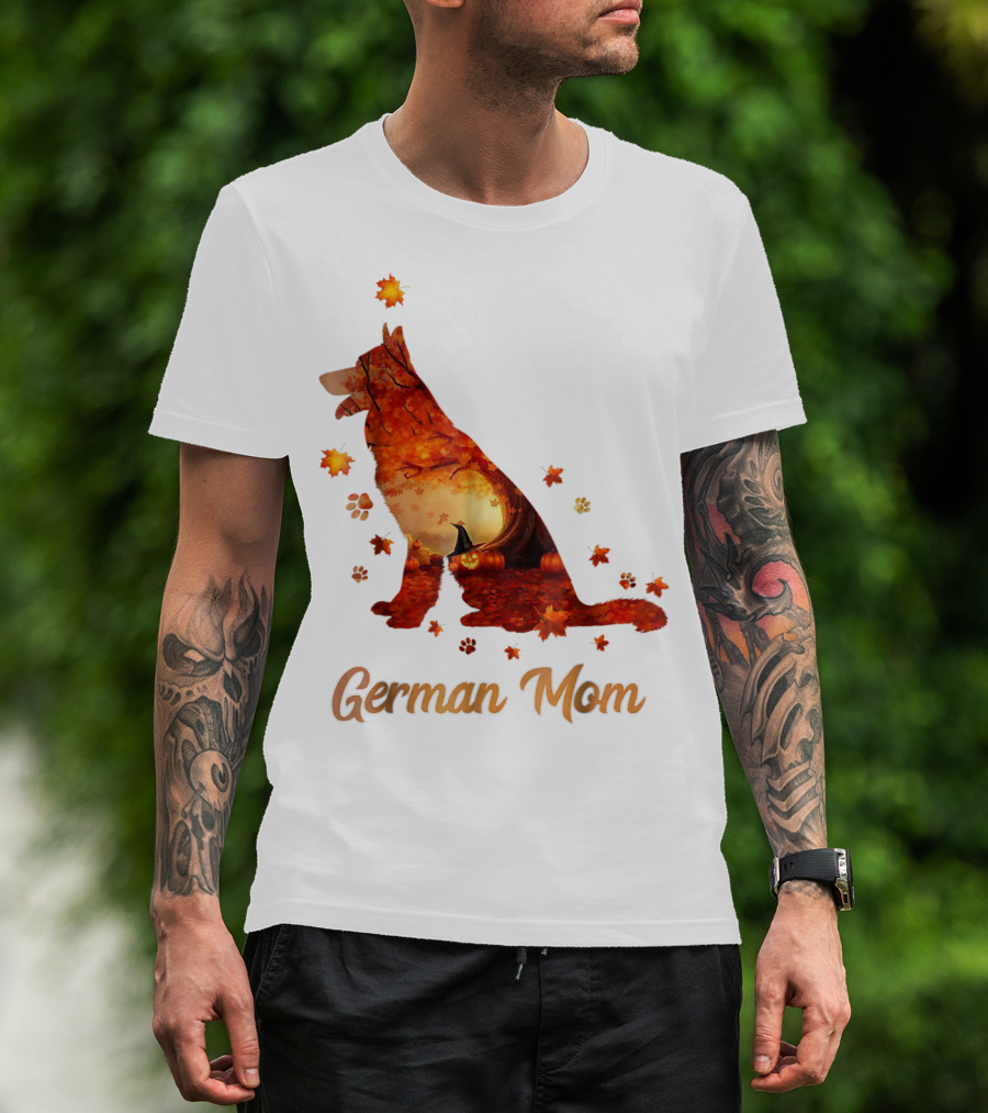 German Shepherd Mom Autumn Scene T-Shirt