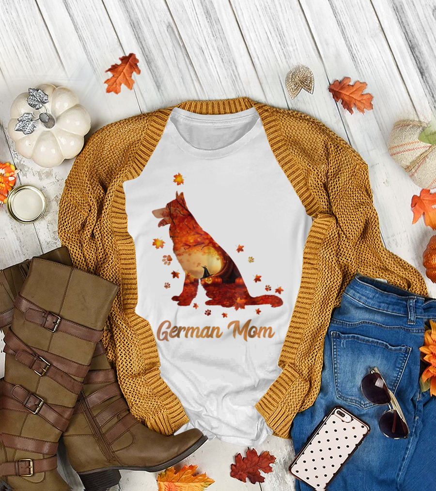 German Shepherd Mom Autumn Scene T-Shirt