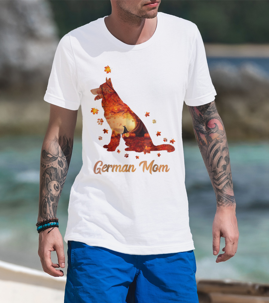 German Shepherd Mom Autumn Scene T-Shirt