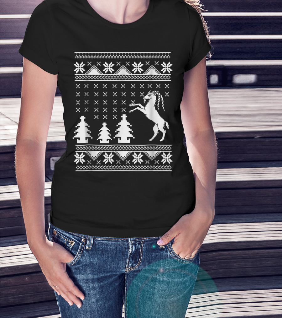 Goat Ugly Christmas Sweater Pattern For Goat Mom Lovers T-Shirt