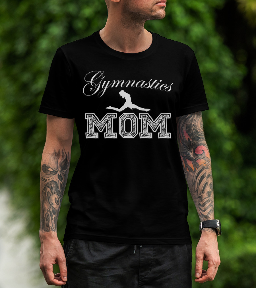 Gymnastics Mom Leaping Silhouette Fun Family T-Shirt
