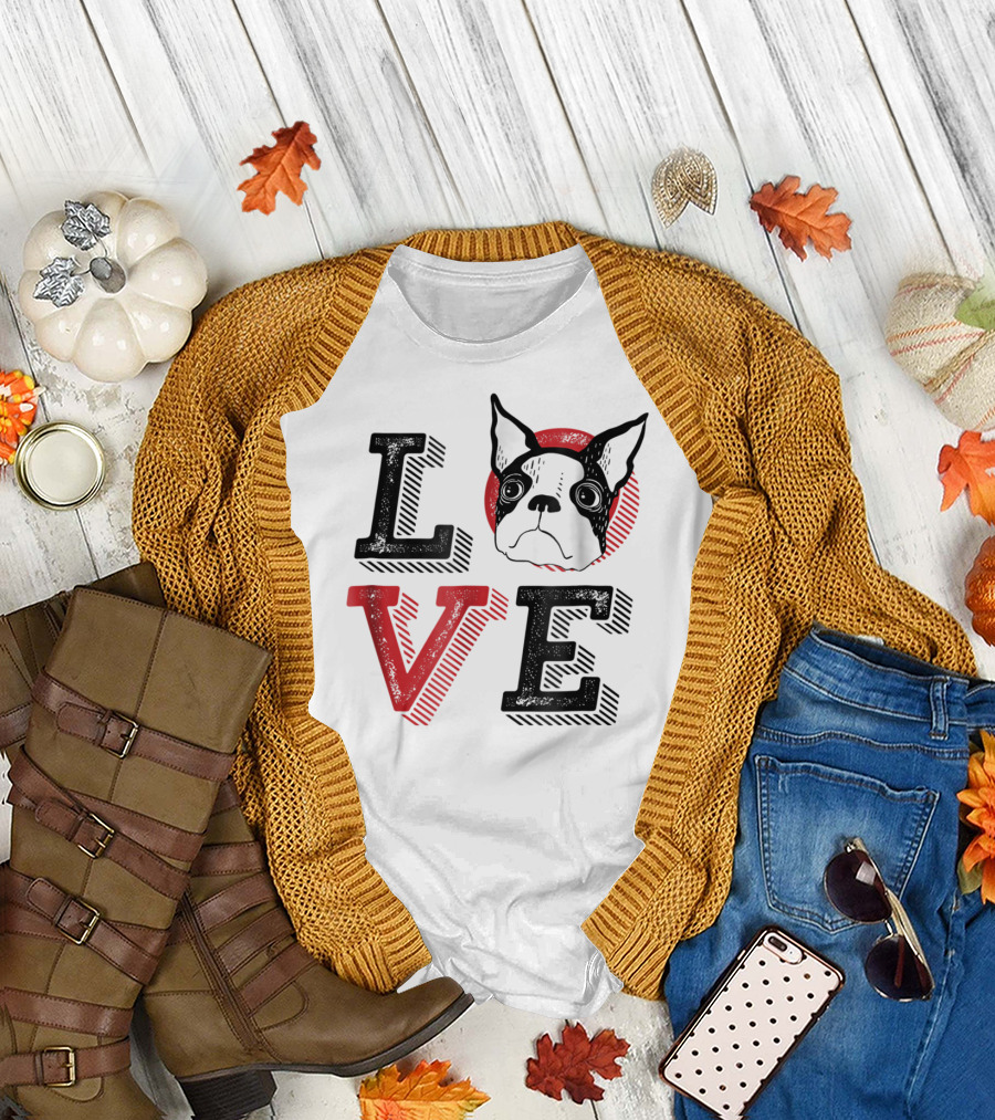I Love Boston Terrier Dog Lover Puppies Mom Dad99 Love T-Shirt