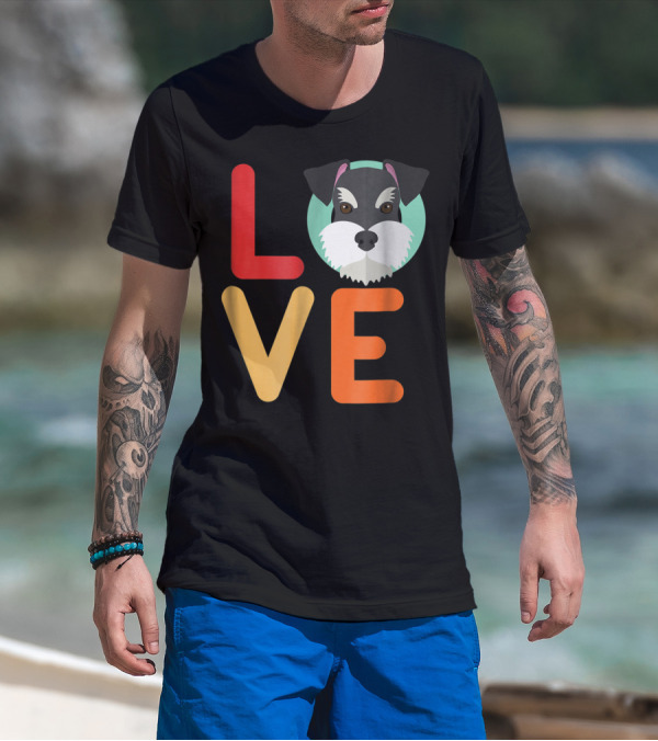 Love Miniature Schnauzer Dog And Puppy For Dog T-Shirt