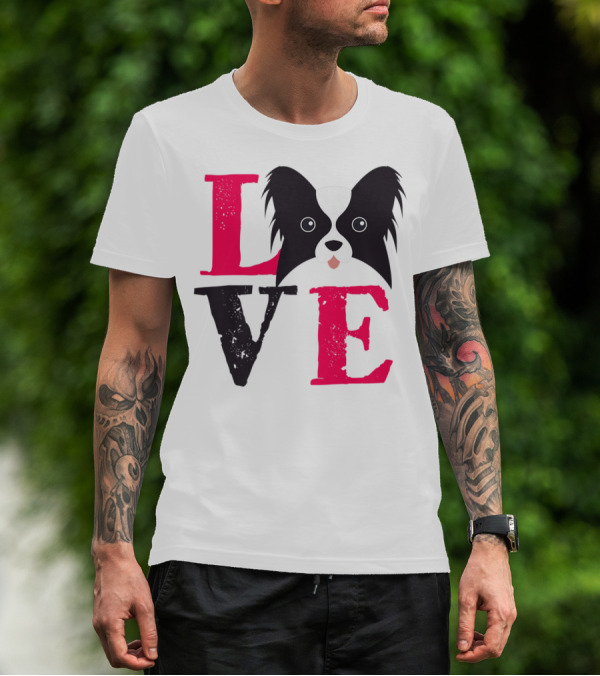 I Love Papillion Puppy Mom And Dad Love Papillon Dog T-Shirt