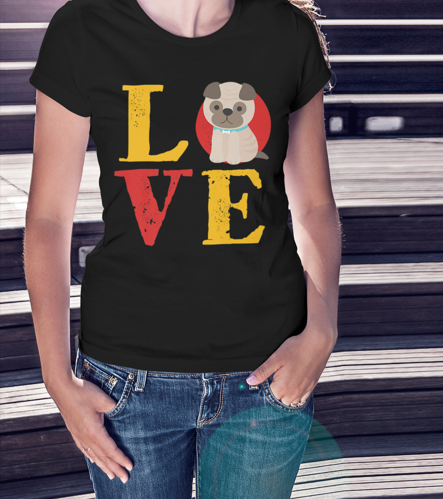 Love Pug Dog Animal Lover Puppies Mom And Dad19 T-Shirt