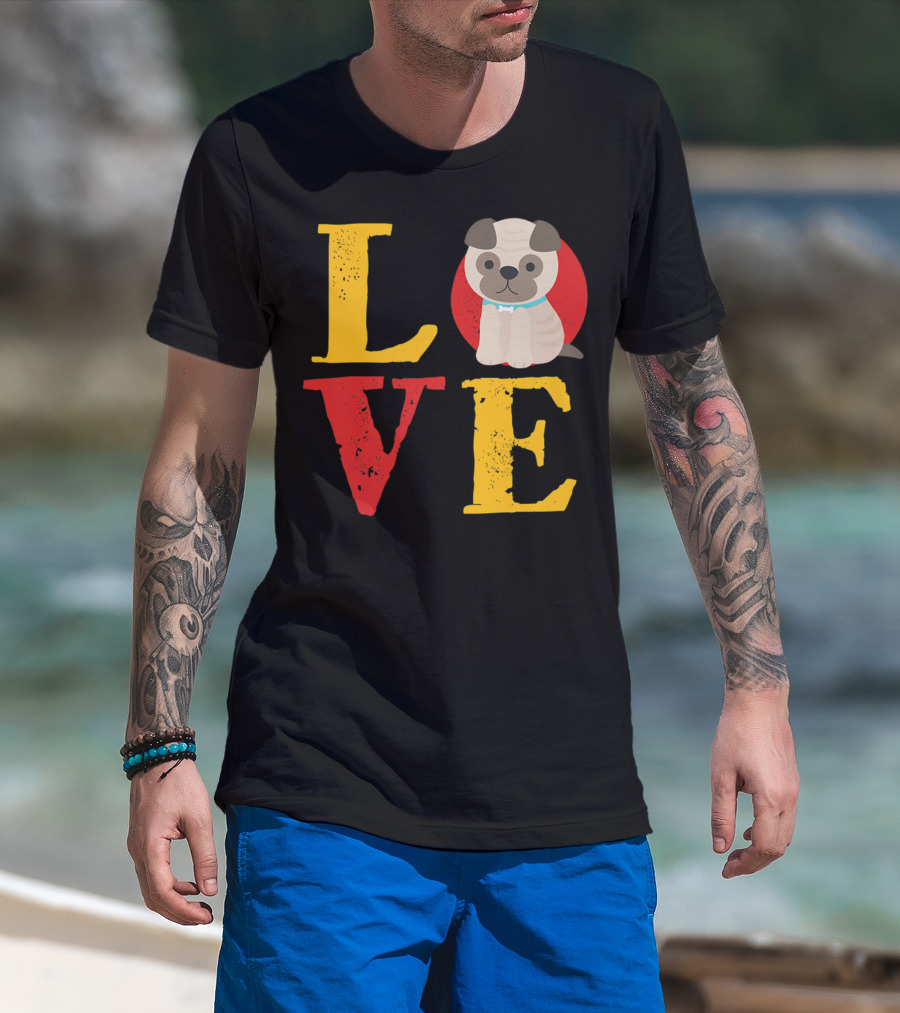 Love Pug Dog Animal Lover Puppies Mom And Dad19 T-Shirt