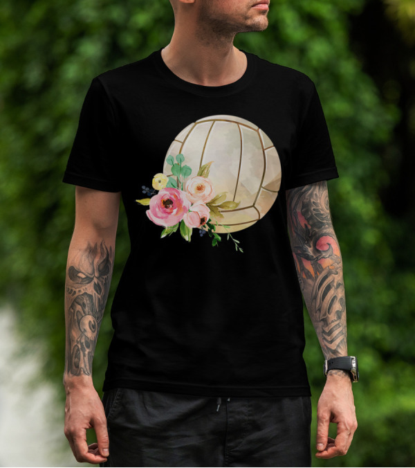 Watercolor Boho Floral Volleyball Patchwork T-Shirt