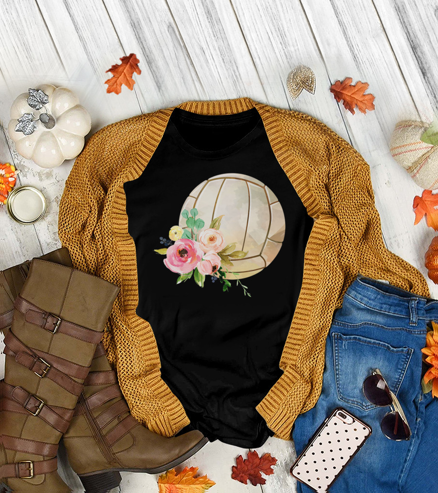 Watercolor Boho Floral Volleyball Patchwork T-Shirt