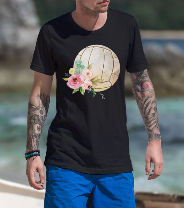 Watercolor Boho Floral Volleyball Patchwork T-Shirt