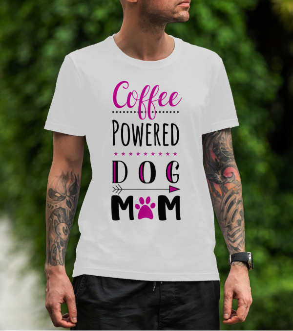 Coffee Powered Dog Mom Paw Print Arrow Stars T-Shirt