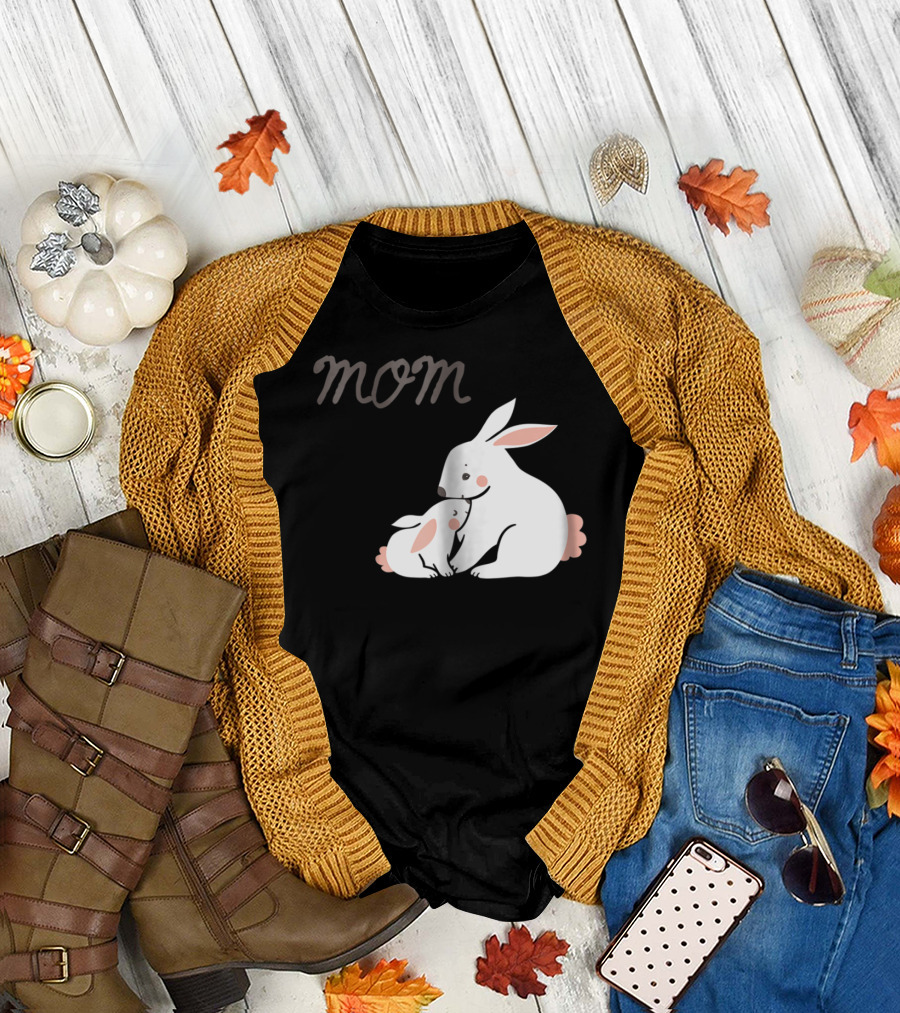 Mom Bunny and Child Hugging T-Shirt