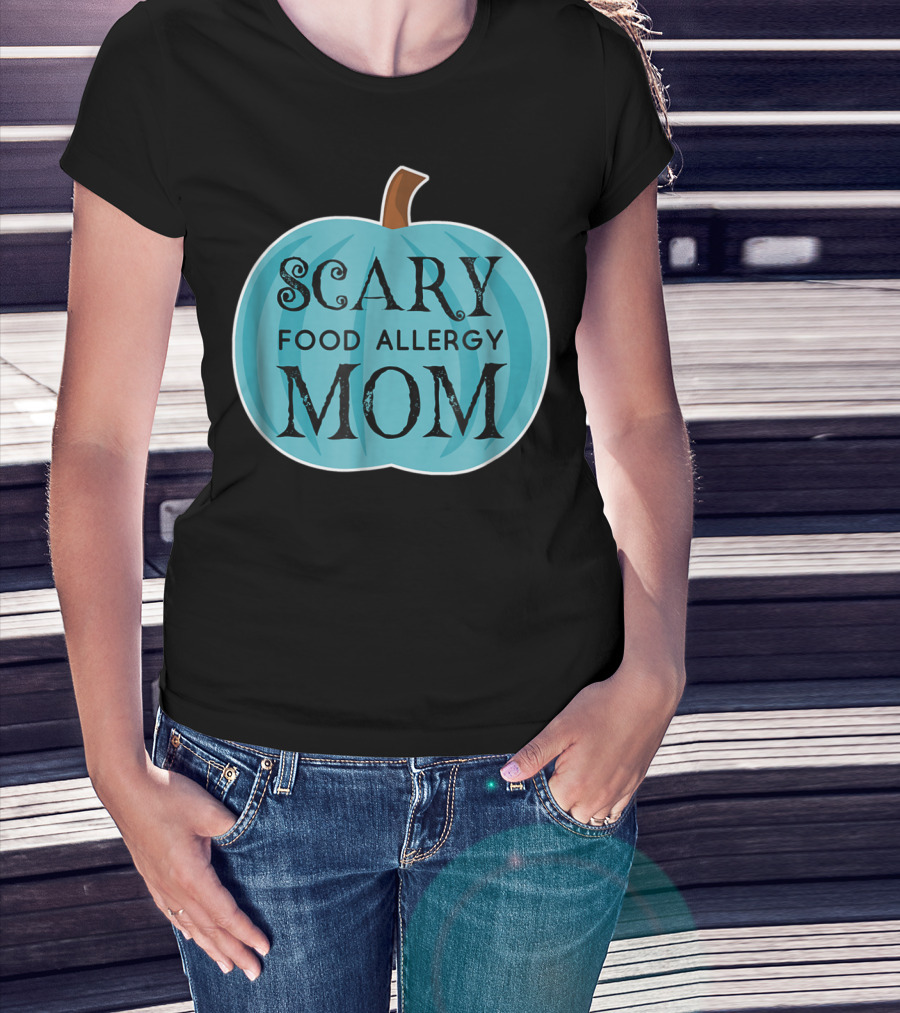 Scary Food Allergy Mom Blue Pumpkin Halloween T-Shirt