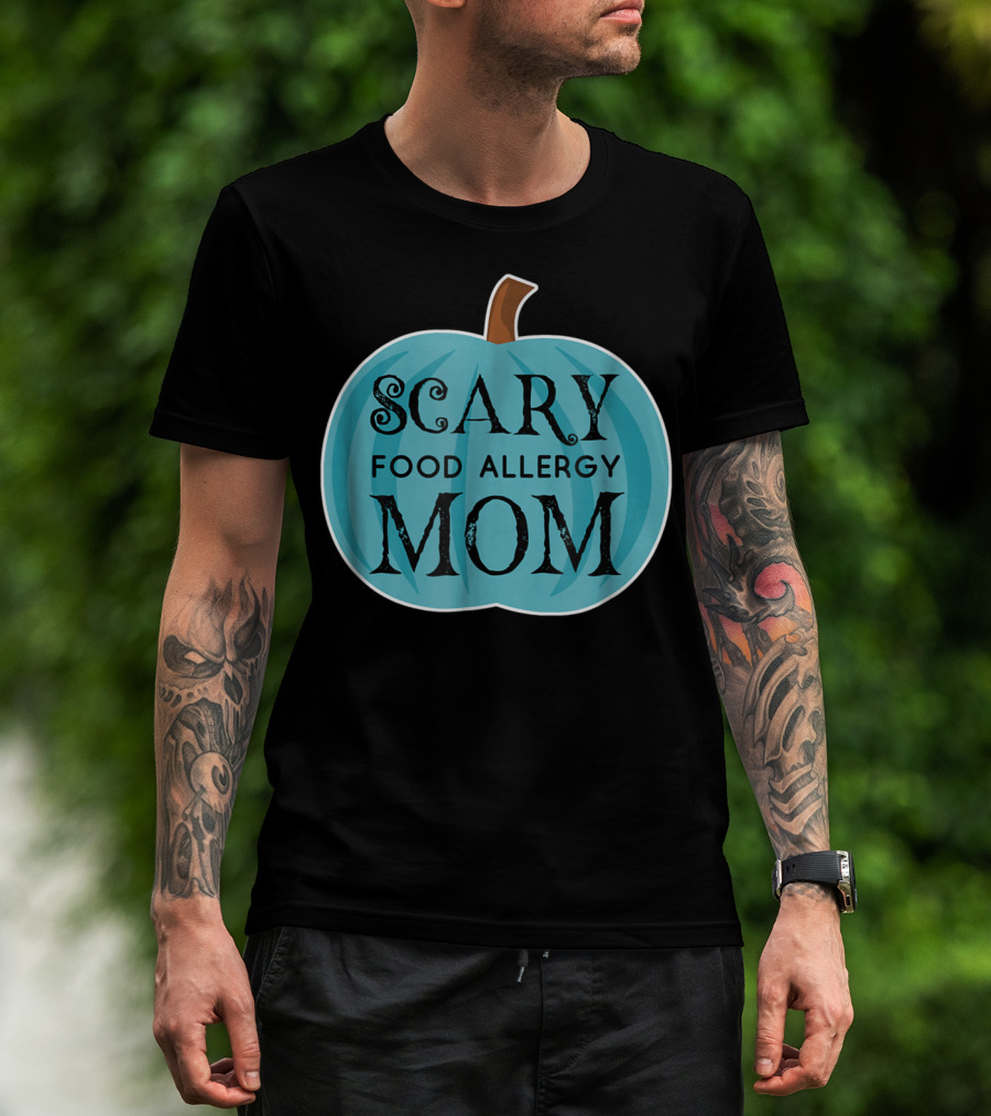 Scary Food Allergy Mom Blue Pumpkin Halloween T-Shirt