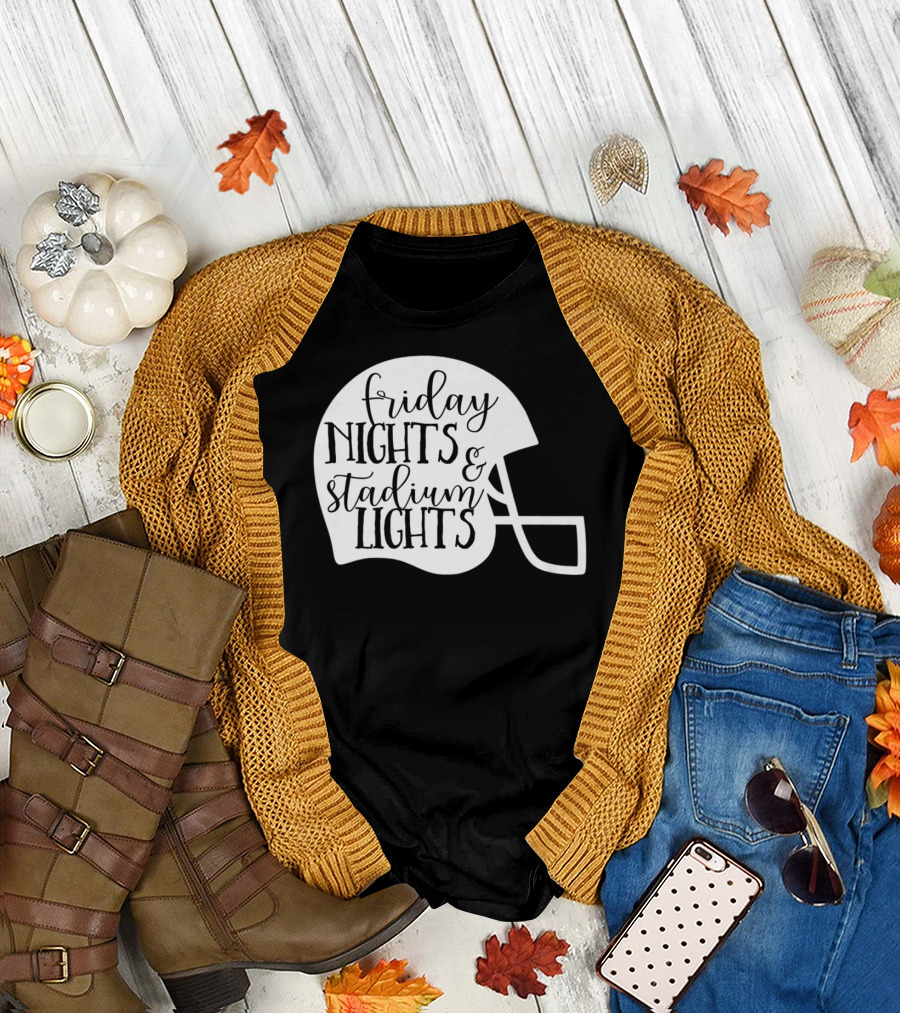 Friday Nights Stadium Lights Football Helmet Mom Mama Fan 3 T-Shirt