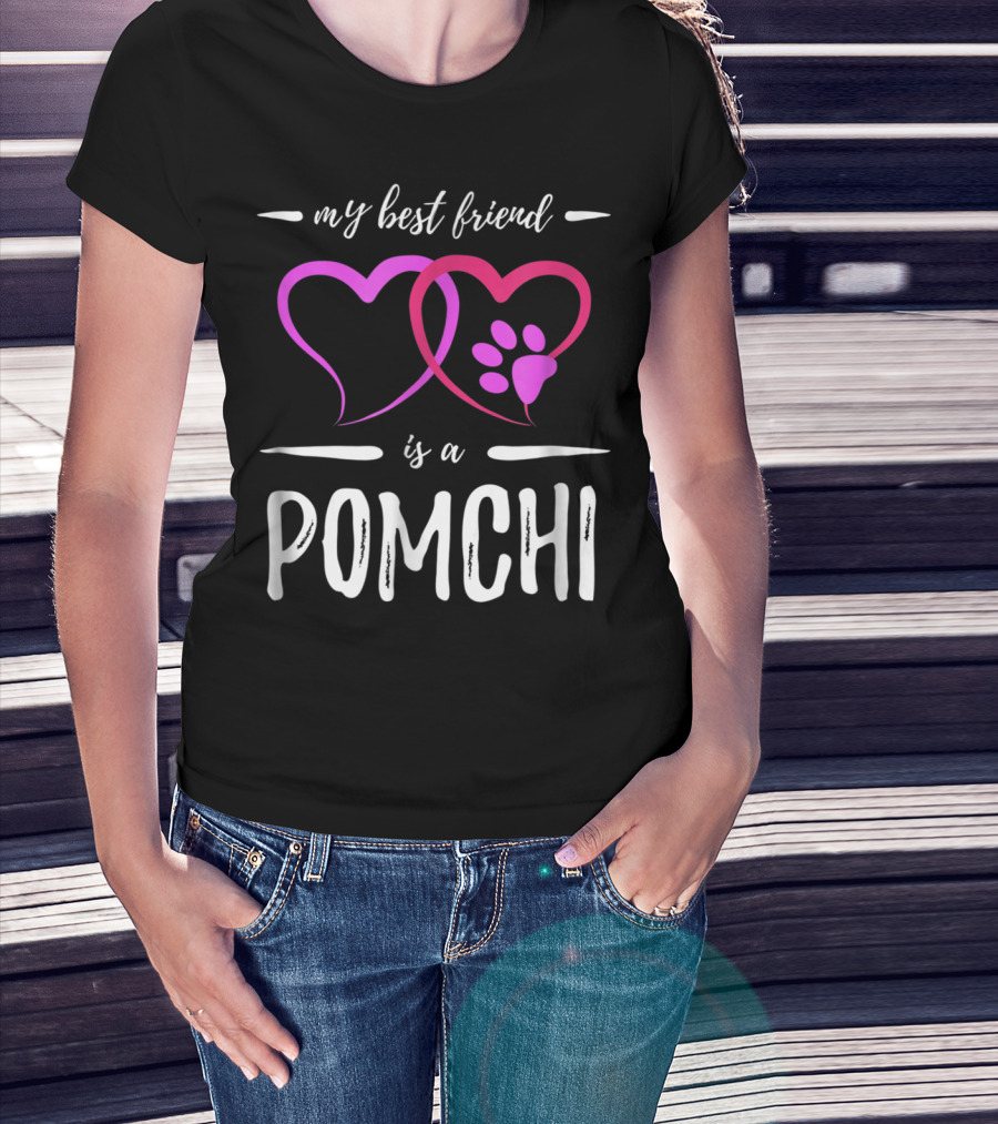 My Best Friend Is A Pomchi Dog Mom Funny Idea T-Shirt