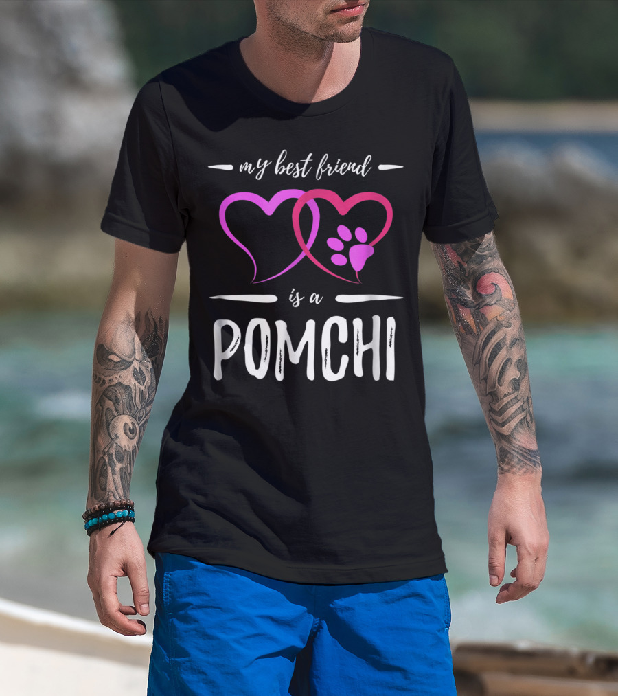 My Best Friend Is A Pomchi Dog Mom Funny Idea T-Shirt