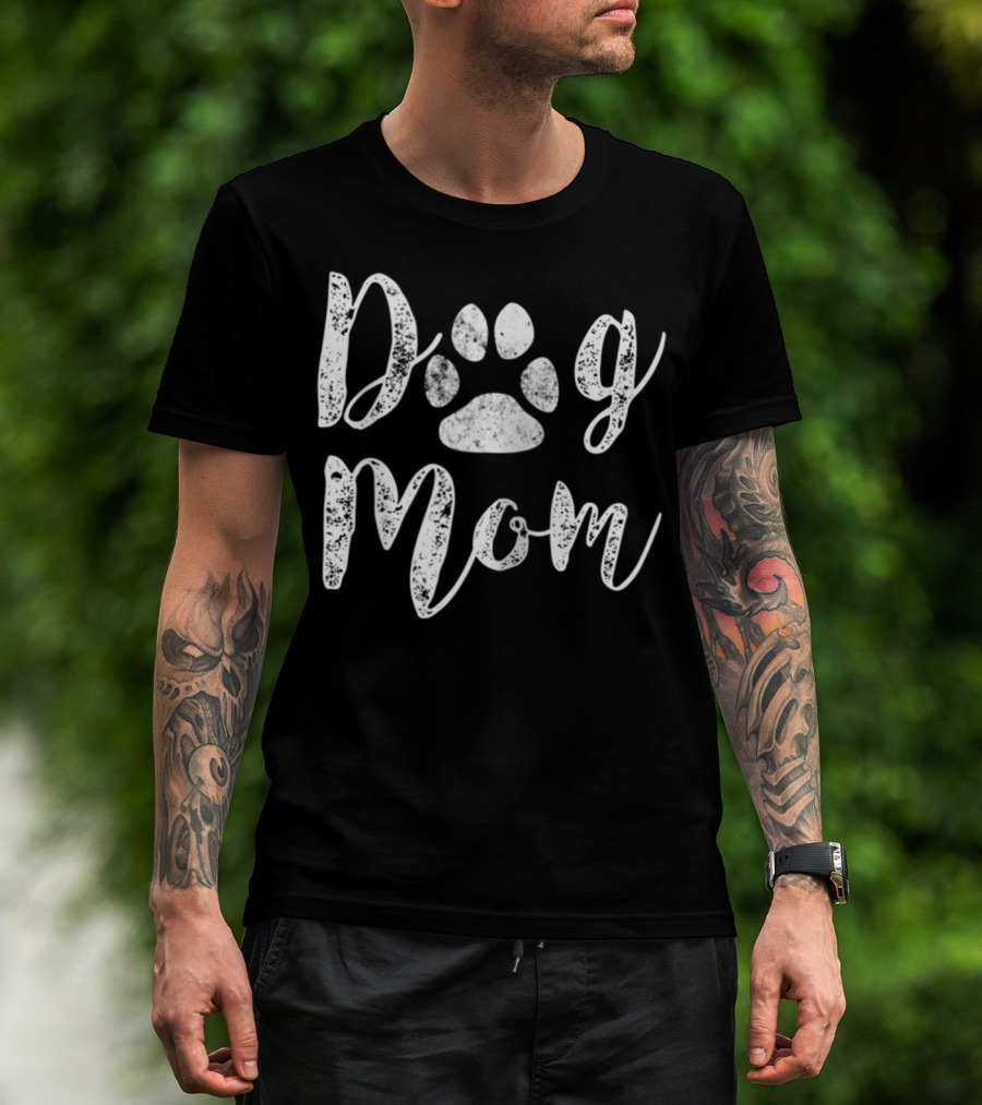 Dog Mom Paw Print For Dog Lovers Cute Mom T-Shirt