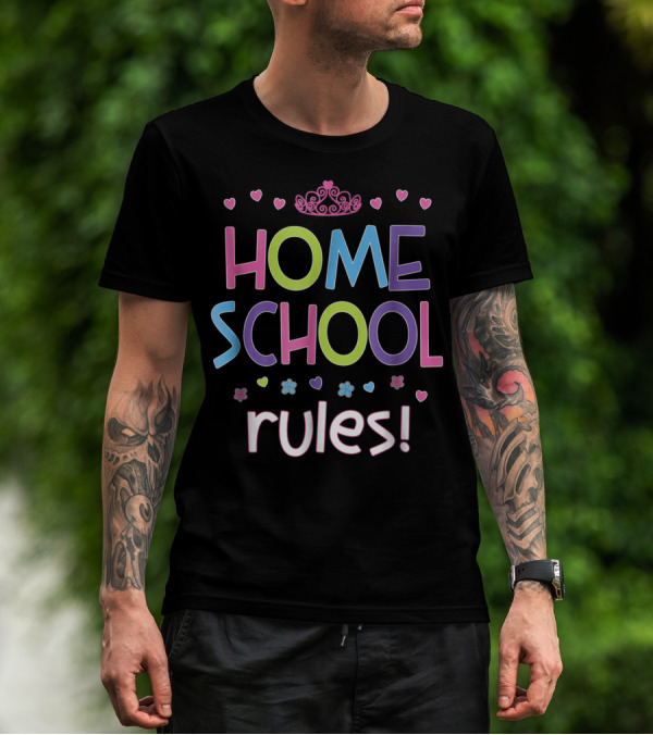 Home School Rules Cute Girl Mom Homeschool Kids T-Shirt