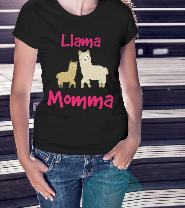 Llama Momma Cute Llama Mom And Baby T-Shirt