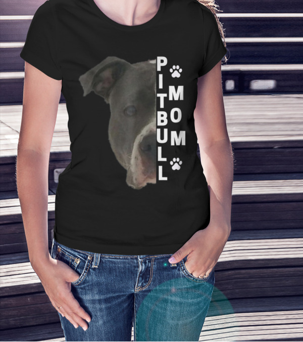 Pitbull Mom Pit Bull Lover Dog Momma Bully Breed Paw Prints T-Shirt