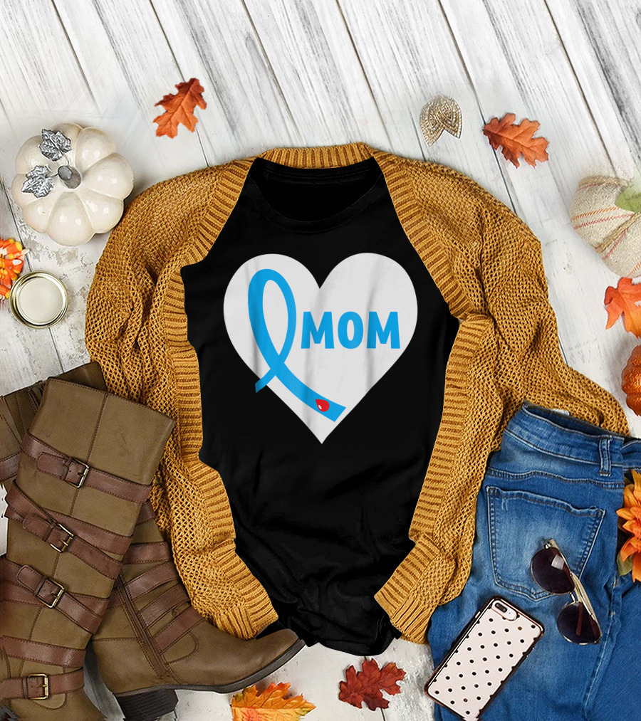 Proud Mom Mama Mother Of A Type 1 2 Diabetes Diabetic Heart T-Shirt