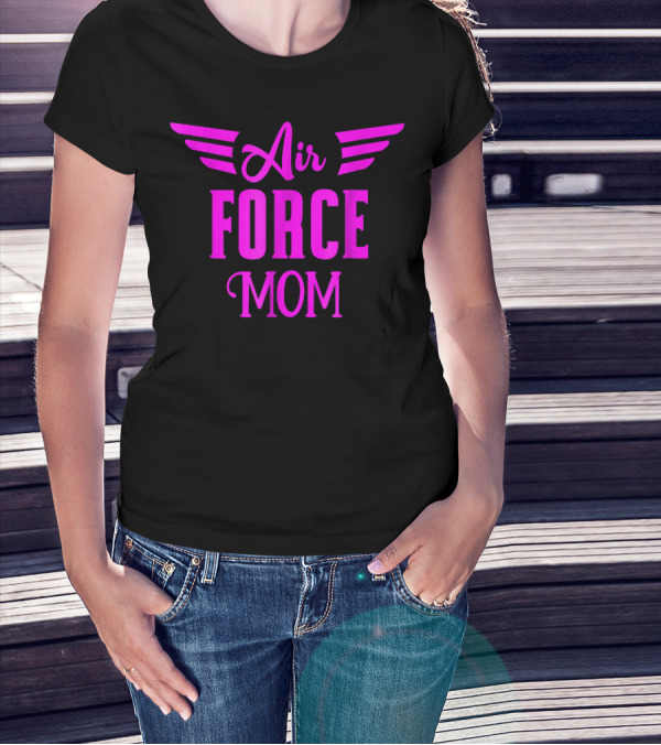 US Air Force Pink Proud Air Force Mom Wings T-Shirt