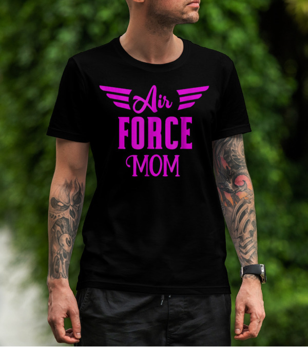 US Air Force Pink Proud Air Force Mom Wings T-Shirt