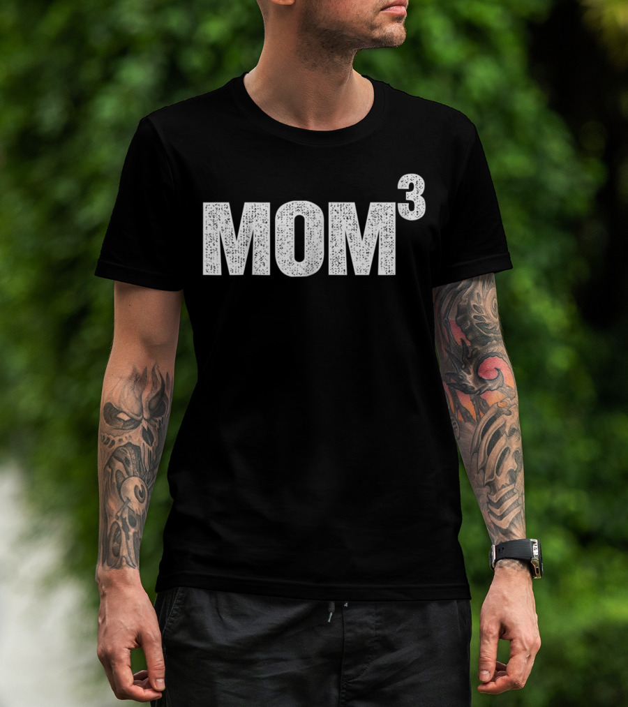 Distressed Mom Cubed Mom Of Three Equation T-Shirt
