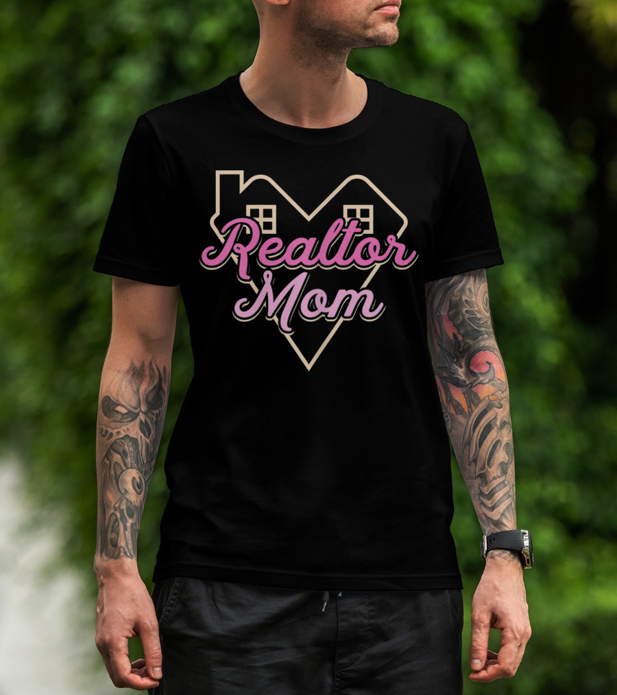 Realtor Mom Heart House Design Real Estate Agent T-Shirt