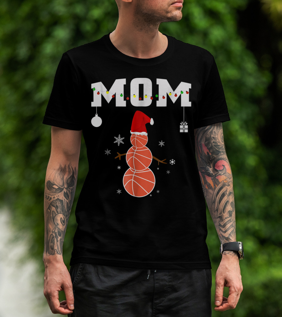 Basketball Mom Snowman Christmas Family Matching Holiday 90s T-Shirt