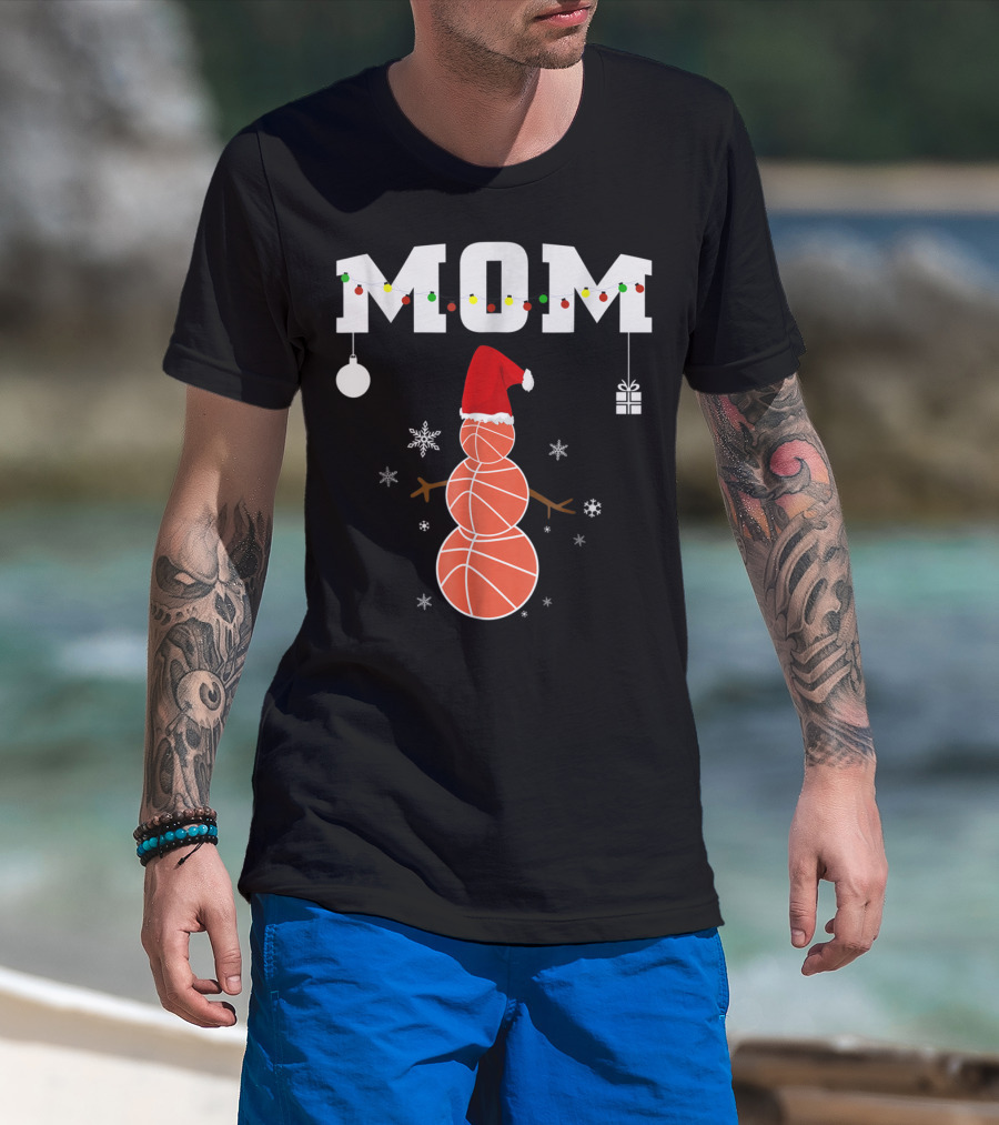 Basketball Mom Snowman Christmas Family Matching Holiday 90s T-Shirt