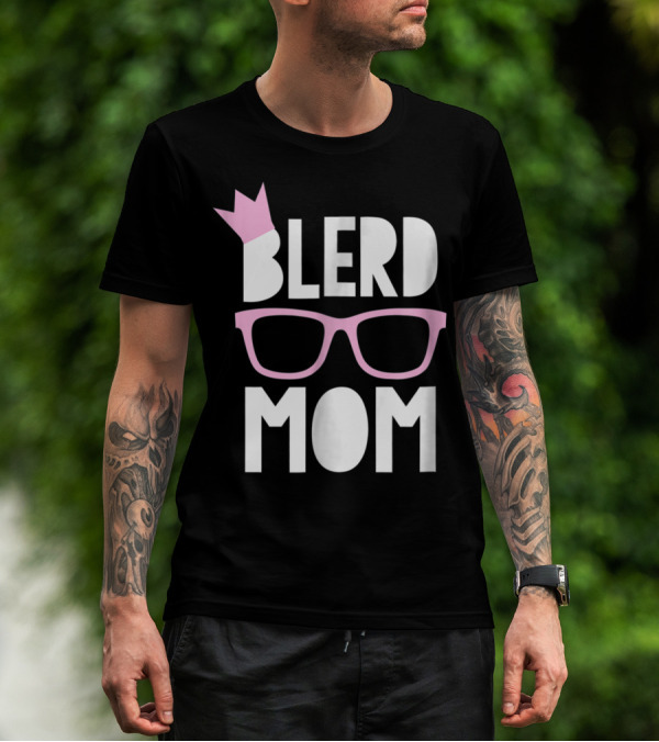 Blerd Mom Geeky Glasses Black Nerd Mom Crown T-Shirt