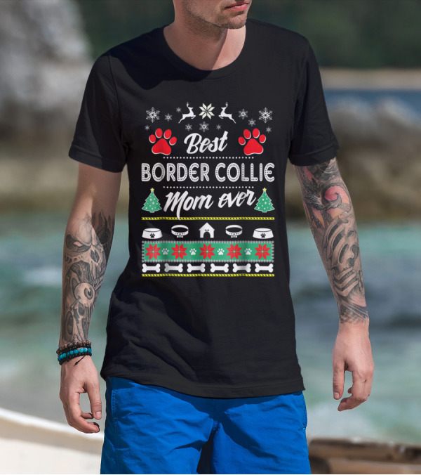 Best Border Collie Mom Ever Christmas T-Shirt