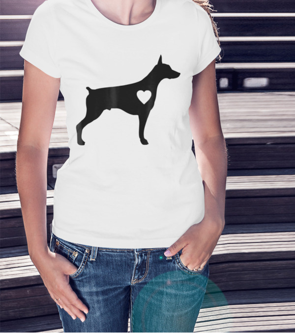 Doberman Heart Love Silhouette Dog Mom90 T-Shirt